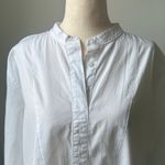 Spanx  Classic White 1/2 Button-Up Blouse Size Large Oversized Popover Shirt Photo 2
