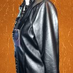 Emporio & co black leather feminine ruffled design zip up jacket! Size L Photo 4