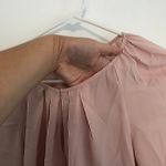 BELLATRIX Pleat Neck Long Sleeve Blouse Solid Light Baby Pink Keyhole Cutout XS Photo 6