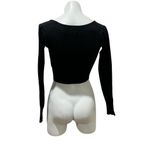 Dreamers Women's Black V-Neck Long Sleeve Crop Top Size S Casual Fall Photo 2