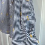 st. john's bay  Women's Button Up Spring Shirt Blue Striped Lemons M Cotton Photo 3