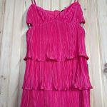 Lulus NWT  Sleek Dedication Hot Pink Satin Plisse Cutout Tiered Mini Dress Sz XL Photo 0