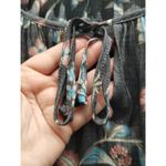 Fred David  Size 2X Gray Floral Long Layered Sleeve Tie Neck Romantic Boho Top Photo 4