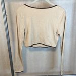 Le lis Collection Women's Long Sleeve Brown Trim Crop Top Square Neck Beige Photo 1