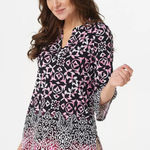 Susan Graver Printed Tunic Top Large Liquid Knit Stretch Comfy Lightweight Boho Photo 0