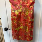 Anne Klein  Peach Pink Yellow Floral V-Neck Knee Length Business Dress Careerwear Photo 4