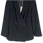 Everlane  The Drapey City Striped Blazer Double Breasted Black Size 6 Photo 5