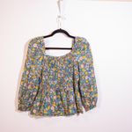 Trovata Birds Of Paradis Alize Cotton Floral Flower Print Smocked Blouse Shirt M Photo 3