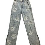PacSun  90’s BF Carpenter Jeans Smiley and Flower Design Baggy Split Seam Size 26 Photo 0