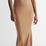 Quince NWT  Camel Tencel Rib Knit Maxi Slip Dress - Sz XL Photo 0