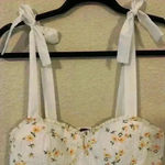 White with yellow floral mini dress, sweetheart, boho, festival, cottagecore Size M Photo 1