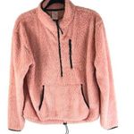 No Boundaries  Sherpa Faux Fur Pullover Chinch Waist 1/2 Zip Pockets Pink L Photo 0