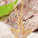 White & Blue Starfish Jewelry Set Gold Photo 0
