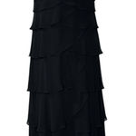 Alex Evenings Dress 12 Tiered Ruffle Chiffon Satin Gown Rhinestone Shawl Collar Photo 0