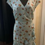 Light Blue Faux Wrap Floral Dress Size M Photo 0