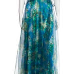 Theia Long Dress Floral Formal Flowy Size‎ 8 HOCO wedding party event Empire wst Blue Size L Photo 0