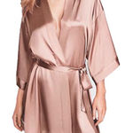 Victoria's Secret  Robe Sz M L Pink Open Front Belted Satin Texture Kimono Sleeves Photo 0