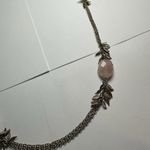 Talbots  Pink Stone Leaf Charms Gold Tone Station Necklace Signed Photo 9