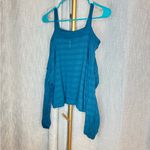 Free People Sistine Hacci Sweater Top Teal Treasure Balloon Sleeve Off Shoulder Photo 3