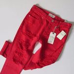 Lucky Brand NWT Sienna Slim Boyfriend in Ropesville Red Destroyed Jeans 00 / 24 Photo 1