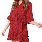 Red polkadot white Cocktail Dress Floral Sleeveless Dresses beach women dress​​ Size M Photo 0