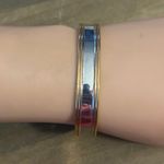 The Bradford Exchange 24K plated two tone Live, Love, Laugh cuff bracelet Photo 2