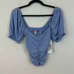 Urban Outfitters  Blue Ruched Front Off-Shoulder Top Medium NWT Photo 0