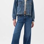 Gap Curvy Low Rise blue wide leg jeans yellow & orange stitching size 30" Waist Photo 0