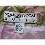 Vintage Noviello Bloom Suits 100% Silk Green Pink Floral Blazer Size 6 Photo 3