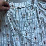 Loft Striped Embroidered Puff Sleeves Blouse Size L Photo 2