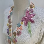 Vintage Nautical Beaded Cardigan Design Options by Philip and Jane Gordon White Size XL Photo 1