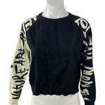 Desigual Women's Black Colorblock Crew Neck Long Sleeve Cropped Sweater Top XS Photo 0