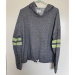 Sundry Anthropologie  Gray Varsity Hooded Sweatshirt Arm Detail Size Medium Photo 2