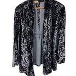 One World Vintage Y2K Burnout Velvet Cardigan Womens Small Gray Open Front Photo 0