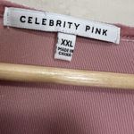 Celebrity Pink Velvet Bodysuit Women XXL Soft Glam V-Neck Ruffle Sleeve Romantic Photo 3