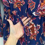 Liz Claiborne  petite Medium navy blue floral dress tie waist button front Photo 5