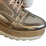 ALDO Platform Lace Up Cork Trim Sneaker Boots Metallic Rose Gold Women 6.5 Photo 8