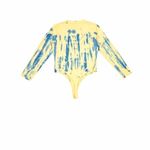 Missguided  bodysuit butter yellow blue tie dye cheeky‎ thong long sleeve Photo 1
