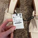 ZARA Off-White Leather and wood heel mule pumps NWT Photo 4