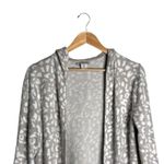 Rachel Zoe Leopard Print Cardigan Gray Size Small Hooded Pockets Oversized Cozy Photo 1