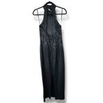 Vintage Roberta Midnight Black Sequin Halter Open Back Sleeveless Maxi Gown Size M Photo 4