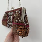 Unbranded Brown Beaded Sequin Crossbody Bag Silver Boho Purse Photo 2