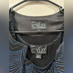 Alex Evenings  Black with Blue Pattern Top and Sequins Photo 3