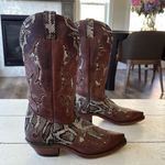 Boulet Women's Western Snakeskin & Leather Cowboy Boots, 8 Brown Photo 3