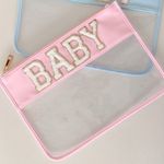 Varsity Letter “BABY” Cosmetic Bag In Strawberry Milkshake Color Pink Photo 0