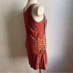 NWT Mur Mur Tank Dress Embroidery Bird Rhinestone Y2K Corset Cinch Grunge Medium Orange Photo 2