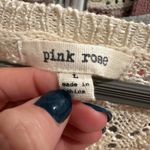 Pink Rose  Cream‎ Crochet Scoop Neck Pullover Sweater Womens Large Feminine Boho Photo 6