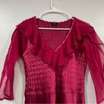 Komarov Flutter Sleeve Chiffon Charmeuse Midi Dress Cranberry Medium M Photo 4