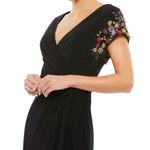 Mac Duggal Ieena 55709 Floral Beaded Sleeve Jersey Wrap Gown Photo 1