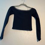 Harper Black Fitted Cropped Lace Strapped Blouse SZ Extra S Long Sleeve Evening Photo 4